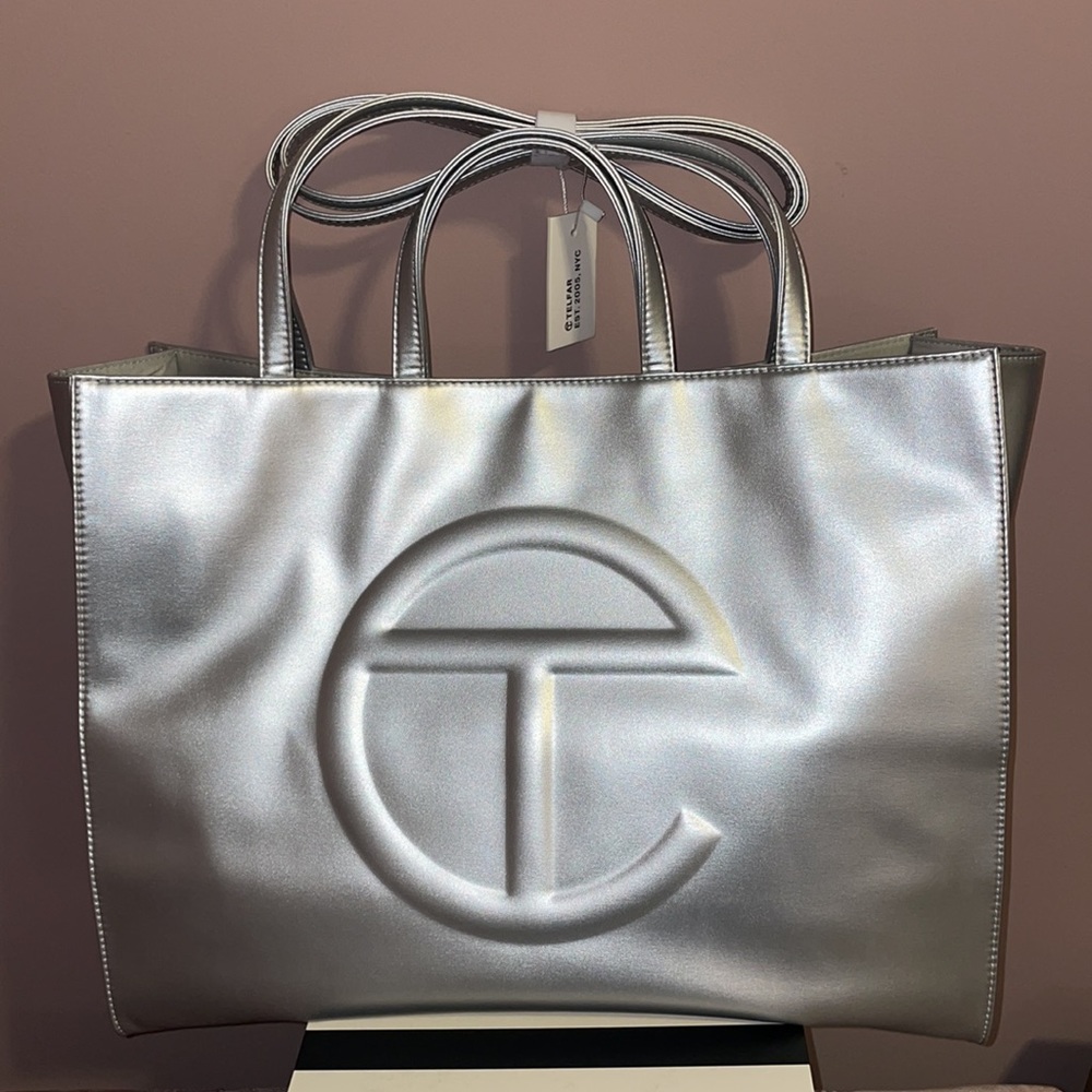 Telfar Large Silver Shopping Bag